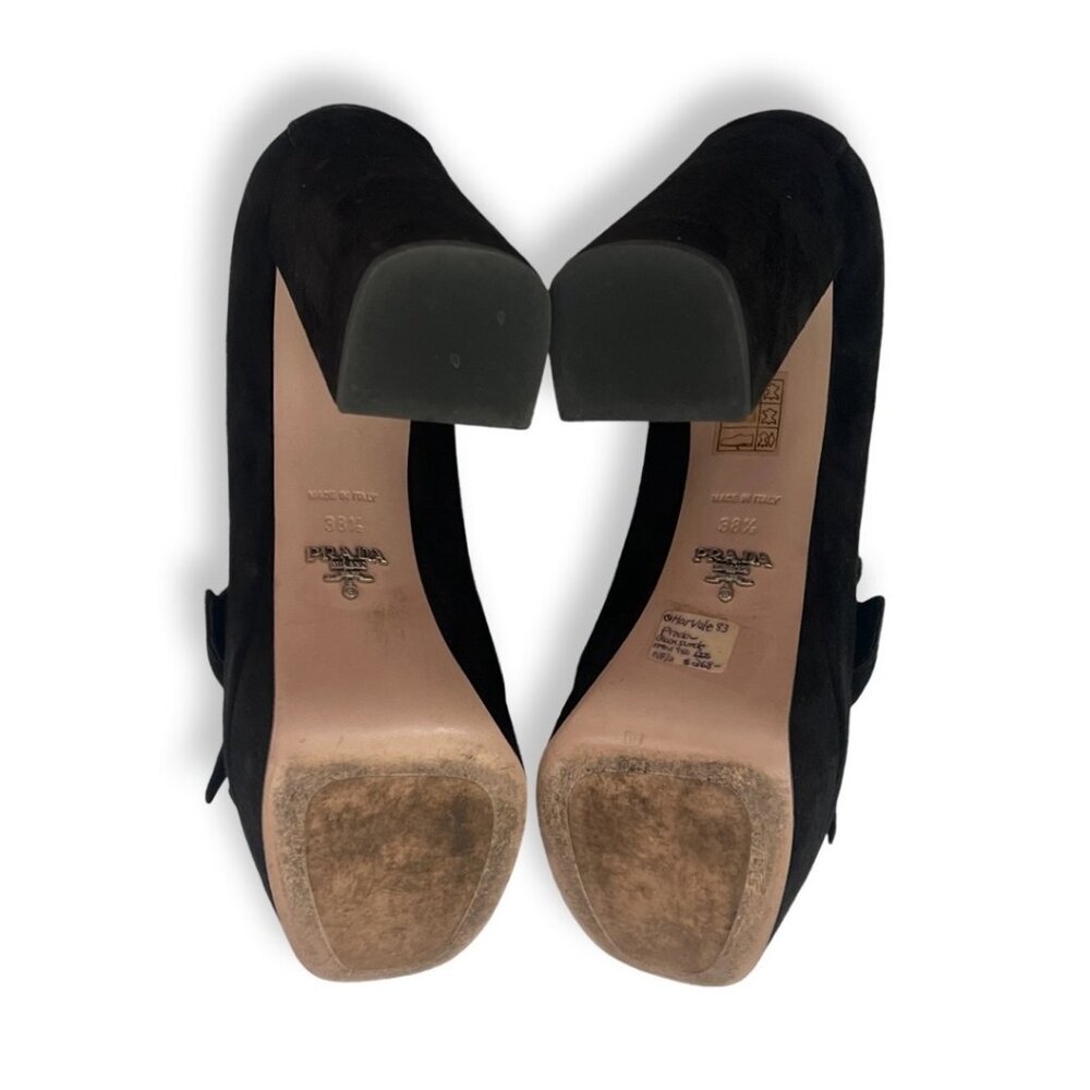Prada Suede fringe block heels shoes size 38.5 - Picture 6 of 11